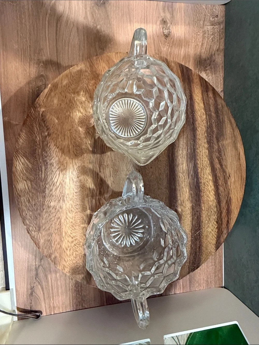 Vintage Pressed Glass Creamer and Sugar Set - Clear